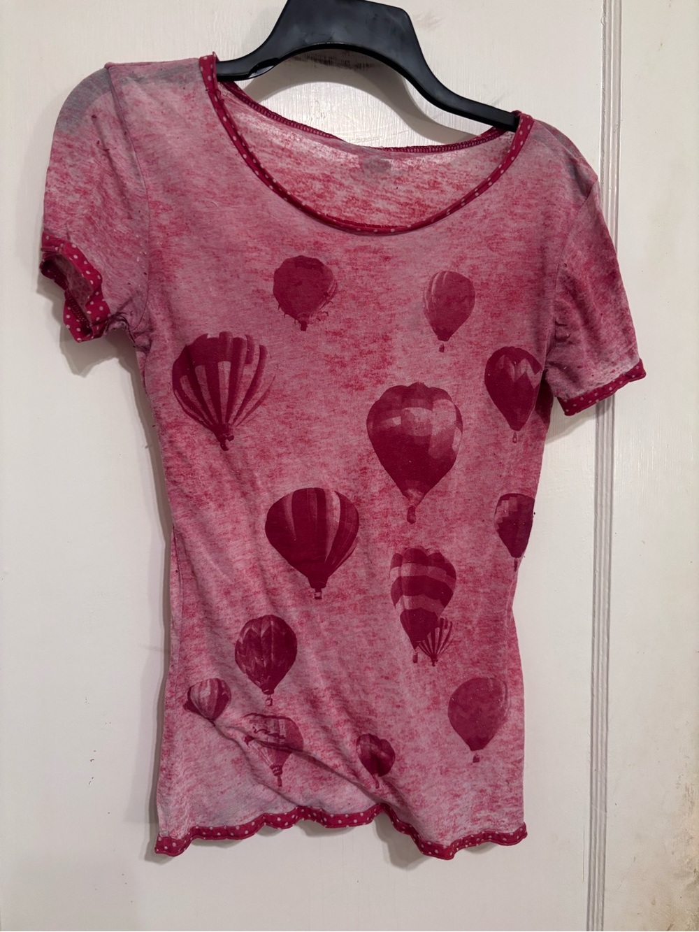 Women's Pink Balloon Print Short Sleeve Top